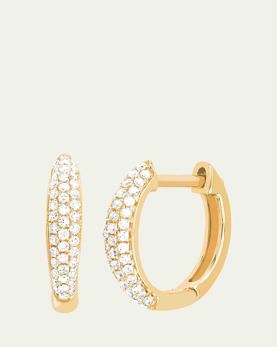 14K Yellow Gold Diamond Dome Mini Huggie Earrings